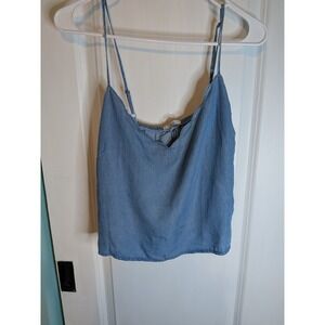 Iris Basic Women Light Blue Lyocell Cami Tank Top Adjustable Strap IBET234-L M